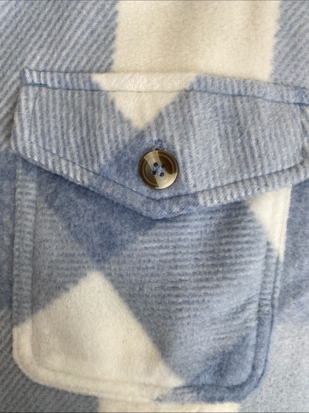 Sage Blue & White Plaid Sherpa-Lined Shirt Jacket - Picture 5 of 6